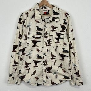 Woolrich x Target Mens Bird Print Motif Flannel Shirt Sz S Long Sleeve Button